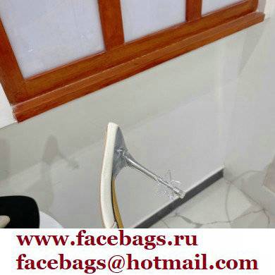 Mach  &  Mach Star Heel 8.5cm Crystal Embellished Mules Satin White 2022